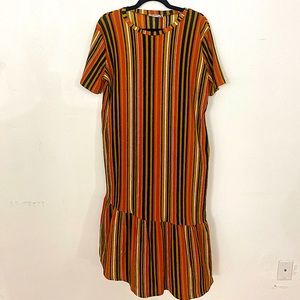 Zara Asymmetrical Stripe Printed Dress Large